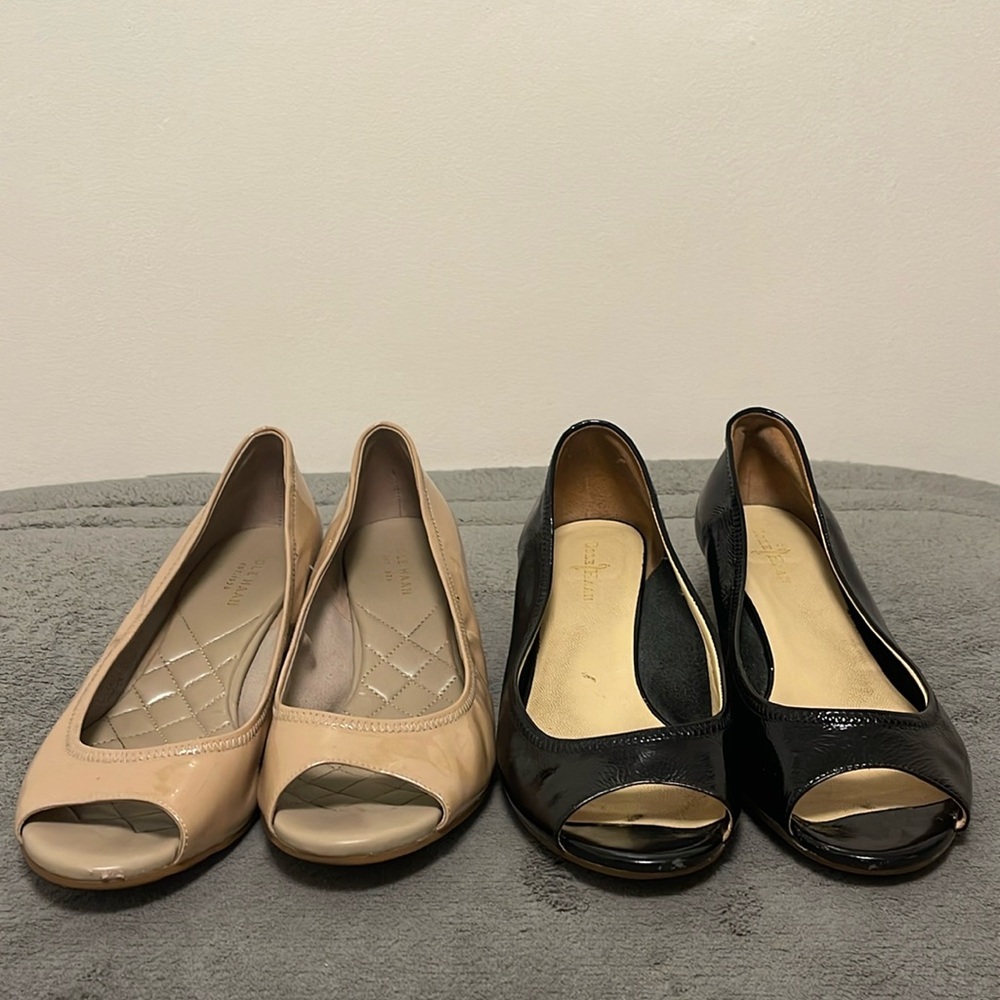 Cole Haan, Patent Leather, Peep Toe Wedges, 7.5